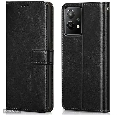 Classy Shock Proof Artificial Leather And Rubber Flip Cover For Oneplus Nord Ce 2 Lite Cph2381 - Black-thumb0