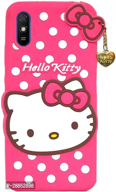 Classy Cases With Holder Rubber Back Cover For Mi Redmi 9A - Hello Kitty Pink-thumb0