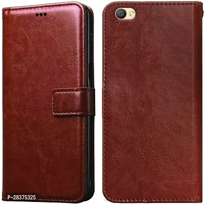 Stylish Brown Artificial Leather Flip Cover Oppo A83-thumb0