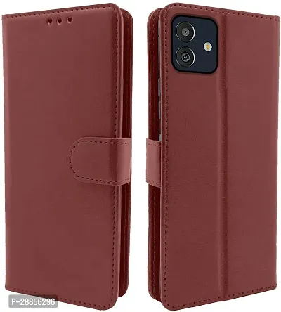 Classy Shock Proof Artificial Leather Flip Cover For Samsung M13 - Sm-M136Bl - 5G - Brown-thumb0