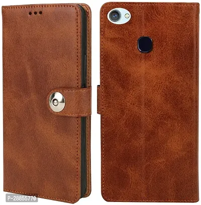 COVERBLACK Shock Proof Artificial Leather Flip Cover for Vivo 1802 / Y83 - Brown-thumb0