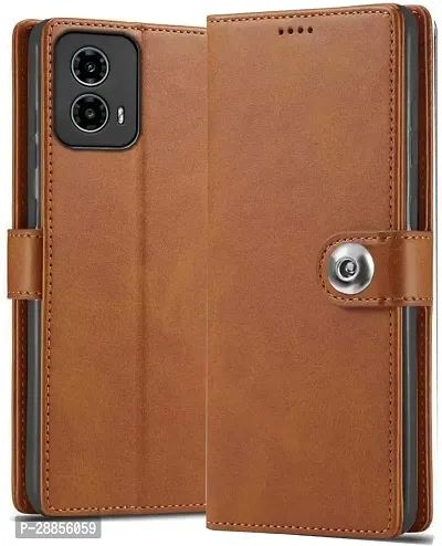 COVERBLACK Hybrid TPU Artificial Leather::Silicon Flip Cover for Motorola Moto G34 5G - Vintage Brown-thumb0