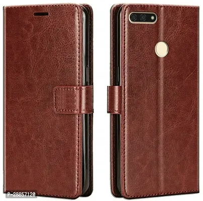 Classy Magnetic Case Artificial Leather And Silicon Flip Cover For Honor 7C - Lnd-Al30 - Vintage Brown-thumb0