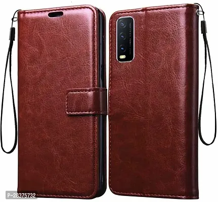 Stylish Brown Artificial Leather Flip Cover Vivo Y20G-thumb0