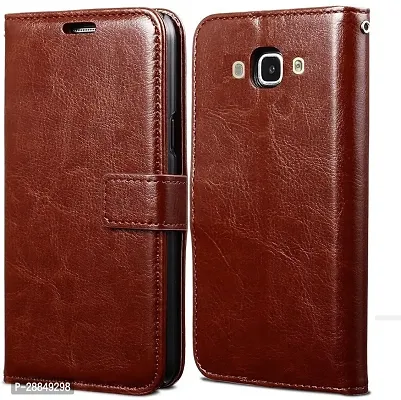 COVERBLACK Magnetic Case Artificial Leather::Plastic Flip Cover for Samsung Galaxy On8 - Executive Brown-thumb0