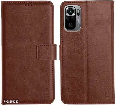 COVERBLACK Dual Protection Artificial Leather::Rubber Flip Cover for Mi Note 10s / Redmi Note 10s - Brown