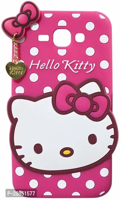 COVERBLACK Flexible Rubber Back Cover for Samsung Galaxy Core - Hello Kitty Pink-thumb0