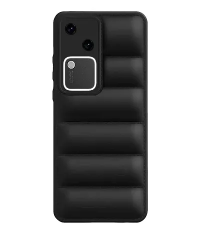 COVERBLACK Puff Case Soft Silicon Flexible Rubber Case Back Cover for Vivo V30 5G - Black