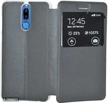 COVERBLACK Grip Case Artificial Leather::Plastic Flip Cover for Honor RNE-L22 / Honor_9i - Black