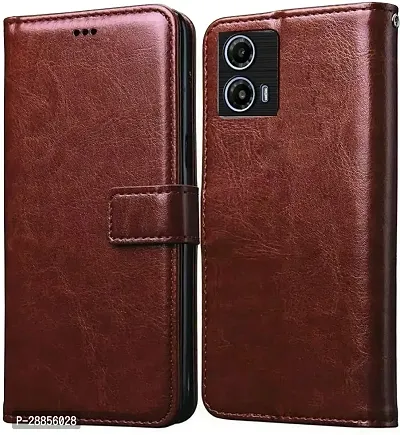 Classy Hybrid Tpu Artificial Leather And Silicon Flip Cover For Motorola Moto G34 5G - Vintage Brown-thumb0