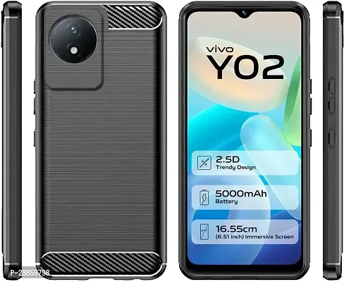COVERBLACK Dual Protection Rubber Back Cover for Vivo Y02 - Black-thumb0