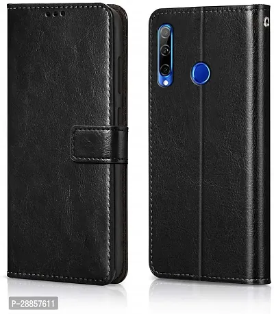 COVERBLACK Magnetic Case Artificial Leather::Rubber Flip Cover for Honor 20i - Venom Black-thumb0