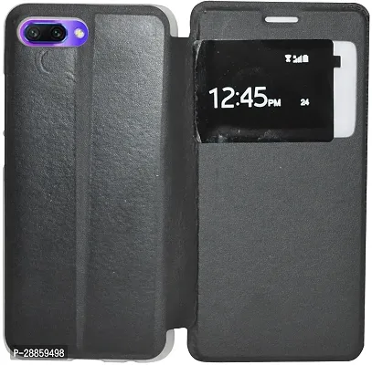 Classy Dual Protection Artificial Leather And Plastic Flip Cover For Honor Col-Al10 / Honor_10 - Black-thumb0