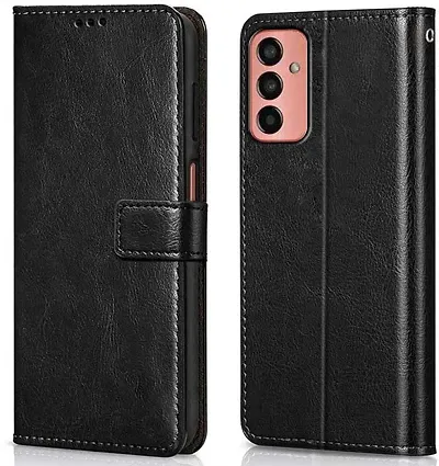 Cloudza Samsung Galaxy F13 Flip Back Cover | PU Leather Flip Cover Wallet Case with TPU Silicone Case Back Cover for Samsung Galaxy F13 Bk