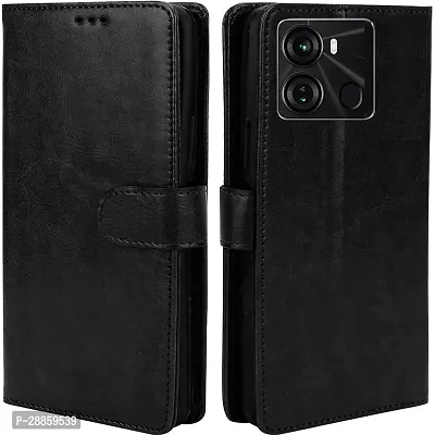 Classy Magnetic Case Artificial Leather And Silicon Flip Cover For Itel P662L / Itel_ P40 - Vintage Starry Black-thumb0