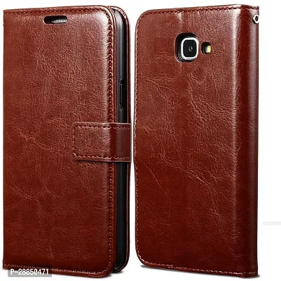 COVERBLACK Magnetic Case Artificial Leather Flip Cover for Samsung Galaxy J5 Prime - Executive Brown-thumb0