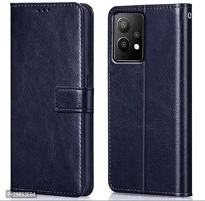 Classy Shock Proof Artificial Leather And Rubber Flip Cover For Oneplus Nord Ce 2 Lite - Blue-thumb0