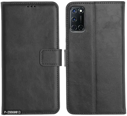 COVERBLACK Shock Proof Leather Back Cover for Oppo A52 - Black-thumb0