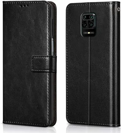 Cloudza Redmi Note 10 Lite Flip Back Cover | PU Leather Flip Cover Wallet Case with TPU Silicone Case Back Cover for Redmi Note 10 Lite Bk