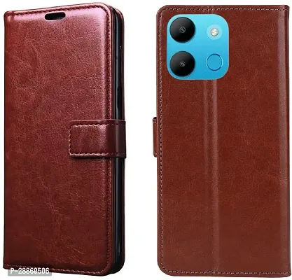 COVERBLACK Magnetic Case Artificial Leather::Silicon Flip Cover for itel A662L / itel_ A60 - Vintage Brown-thumb0