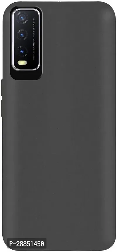 COVERBLACK Flexible Rubber Back Cover for Vivo V2033 / Vivo Y11s - Black-thumb0