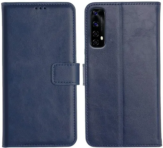 Cloudza Realme Narzo 20 Pro Flip Back Cover | PU Leather Flip Cover Wallet Case with TPU Silicone Case Back Cover for Realme Narzo 20 Pro Blue