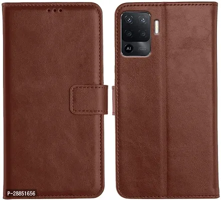 COVERBLACK Shock Proof Artificial Leather::Rubber Flip Cover for OPPO A94 - 4G - Brown