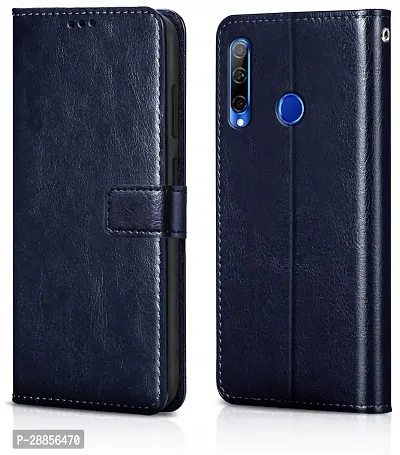 Classy Magnetic Case Artificial Leather And Rubber Flip Cover For Honor 20I - Navy Blue-thumb0