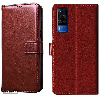 Stylish Brown Artificial Leather Flip Cover Vivo Y51 ( 2020 )