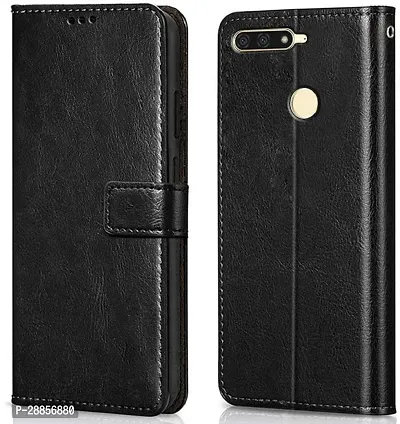 COVERBLACK Magnetic Case Artificial Leather::Silicon Flip Cover for Honor 7C - LND-AL30 - Vintage Starry Black-thumb0