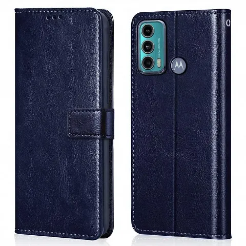 RRTBZ Foldable Stand Wallet Flip Case Compatible for Motorola Moto G60 / G40 Fusion -Blue