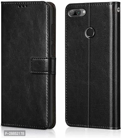 Classy Shock Proof Artificial Leather And Rubber Flip Cover For Honor 9N / Lld-Al20 - Black-thumb0