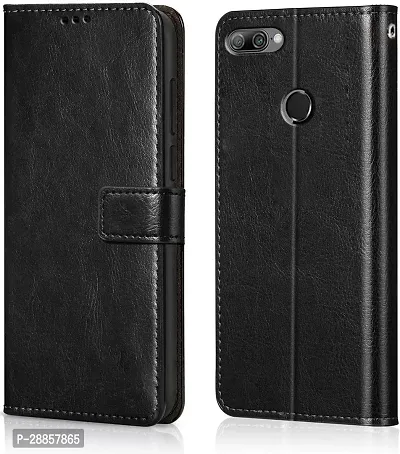 COVERBLACK Magnetic Case Artificial Leather::Rubber Flip Cover for Huawai Honor 9N - Venom Black-thumb0