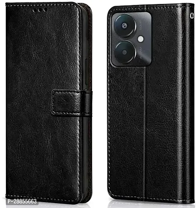 COVERBLACK Magnetic Case Artificial Leather::Silicon Flip Cover for Mi REDMI 13c 5G - Vintage Starry Black-thumb0