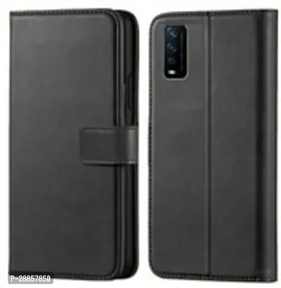 COVERBLACK Dual Protection Artificial Leather Flip Cover for VIVO Y12S 2021 - Black