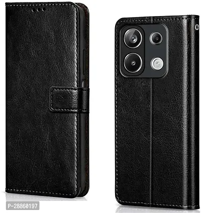 COVERBLACK Magnetic Case Artificial Leather::Rubber Flip Cover for REDMI Note 13 5G - Gravity Black-thumb0