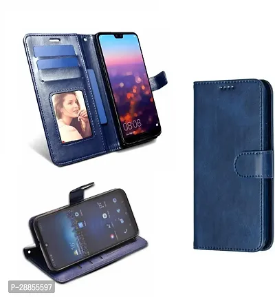 COVERBLACK Magnetic Case Artificial Leather::Rubber Flip Cover for OPPO CPH1827 / A83 - Navy Blue-thumb0