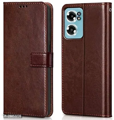 Classy Magnetic Case Artificial Leather And Rubber Flip Cover For Oneplus Nord Ce 2 5G - Vintage Case Brown-thumb0