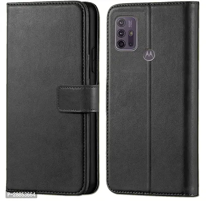 Classy Shock Proof Artificial Leather Flip Cover For Motorola G10 Power - Black-thumb0