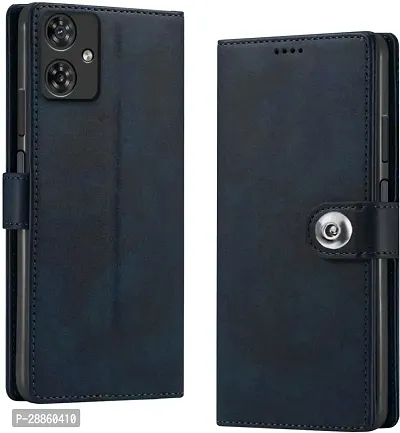 COVERBLACK Flexible Artificial Leather::Rubber Flip Cover for MOTOROLA G54 5G - Blue-thumb0