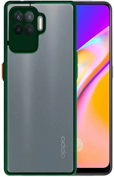 RRTBZ Smoke Translucent Smooth Rubberized Matte Camera Protection Back Case Cover Compatible for Oppo F19 Pro -Dark Green