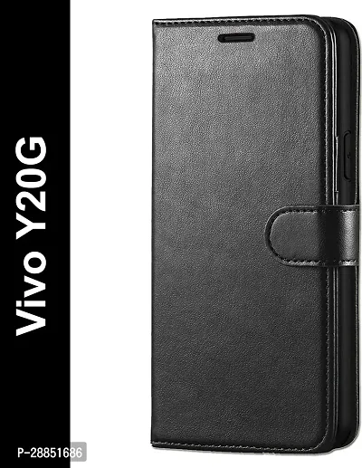 COVERBLACK Magnetic Case Artificial Leather::Rubber Flip Cover for Vivo Y20G - Venom Black