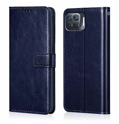 Cloudza Oppo A93 Flip Back Cover | PU Leather Flip Cover Wallet Case with TPU Silicone Case Back Cover for Oppo A93 Blue