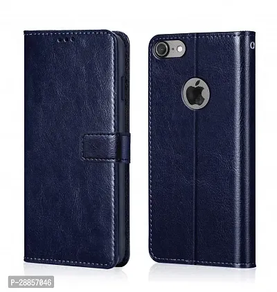 Classy Magnetic Case Artificial Leather And Rubber Flip Cover For Apple Iphone 6S - Navy Blue-thumb0