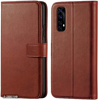 COVERBLACK Magnetic Case Artificial Leather::Rubber Flip Cover for Realme Narzo 20 Pro - Executive Brown-thumb0