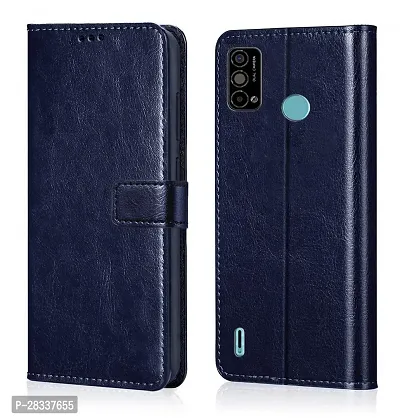 COVERBLACK Magnetic Case Artificial Leather Flip Cover for Tecno Spark Go 2021 - KE5 - Navy Blue-thumb0