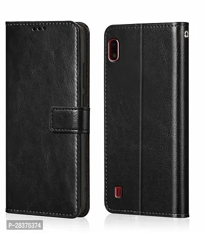 Stylish Black Artificial Leather Flip Cover Samsung Galaxy A10 SM-A105