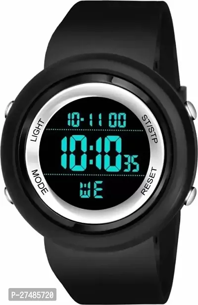 Stylish Silver Silicone Digital Watches For Men-thumb0