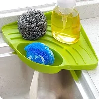 Kitchen Sink Corner Tool with Tray Storage Organizer Rack for Soap Dish Wash Basin-thumb1