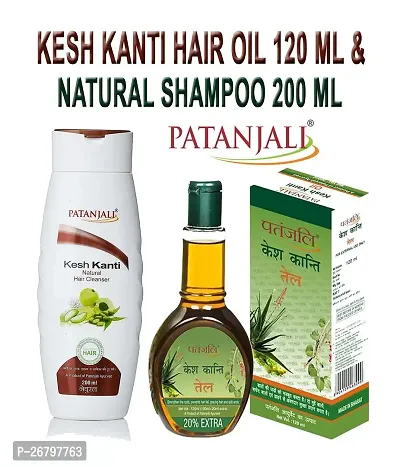 Patanjali Kesh Kanti Natural Shampoo Hair Cleanser 200 ml  and Kesh kanti 120 Ml-thumb0